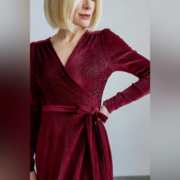 Baltic Born Serena Shimmer Velvet Wrap Dress | Forest - Picture 4 of 5